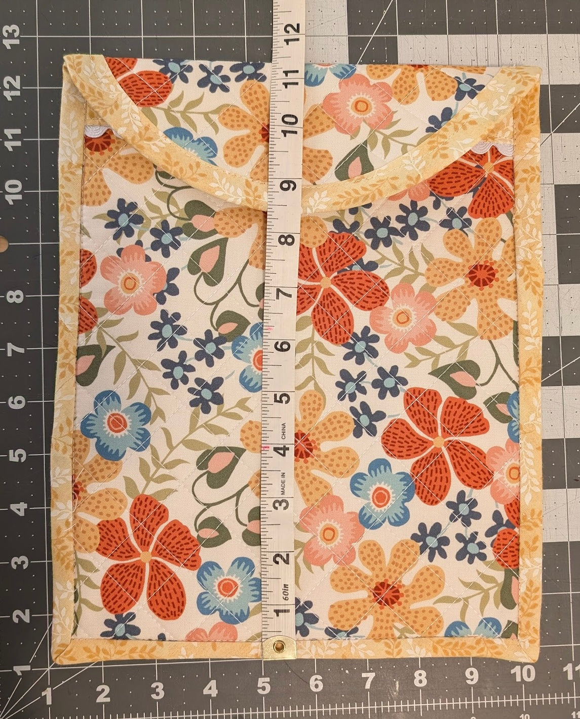 Quilted iPad Sleeve with Floral Charm